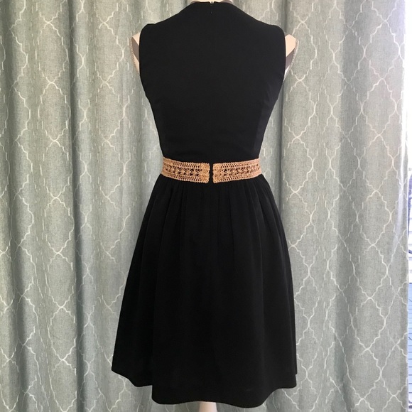 Lotus Grace Black Dress with Gold Waist Detail - Picture 5 of 8